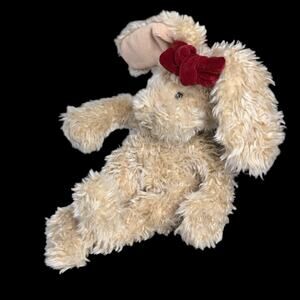 Vtg Mary Meyer Bunny Plush Cream Red Bow Rabbit Stuffed Animal 12 in 1994